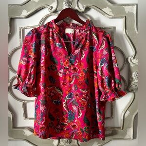 MELLODAY Vibrant Floral Blouse Size M